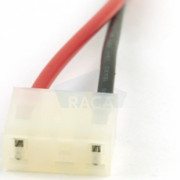 NOVELPL03 connector voor Famostar armatuur. Zwart - en rood draad +/- 30 cm met Female faston en plug voor Famostar