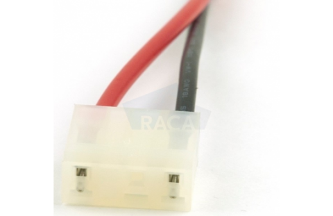 NOVELPL03 connector voor Famostar armatuur. Zwart - en rood draad +/- 30 cm met Female faston en plug voor Famostar