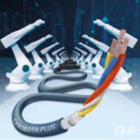 CFROBOT8.PLUS: Ethernet-kabel voor 15 miljoen torsiebewegingen tot wel 360 graden en snelle datatransmissie naar 6-assige robots. (Bron: igus B.V.)