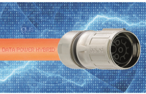 De nieuwe voordelige hybride-kabel, geschikt voor Bosch Rexroth motoren, waarborgt een betrouwbare toevoer van energie en data in bewegende applicaties. (Bron: igus B.V.)