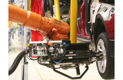 Knikarm-robot van Atlas Copco