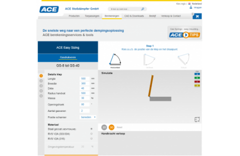 De nieuwe online calculatietool voor gasveren van ACE