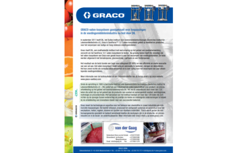 GRACO-vaten-lossysteem goedgekeurd voor toepassingen in de voedingsmiddelenindustrie  na test door DIL